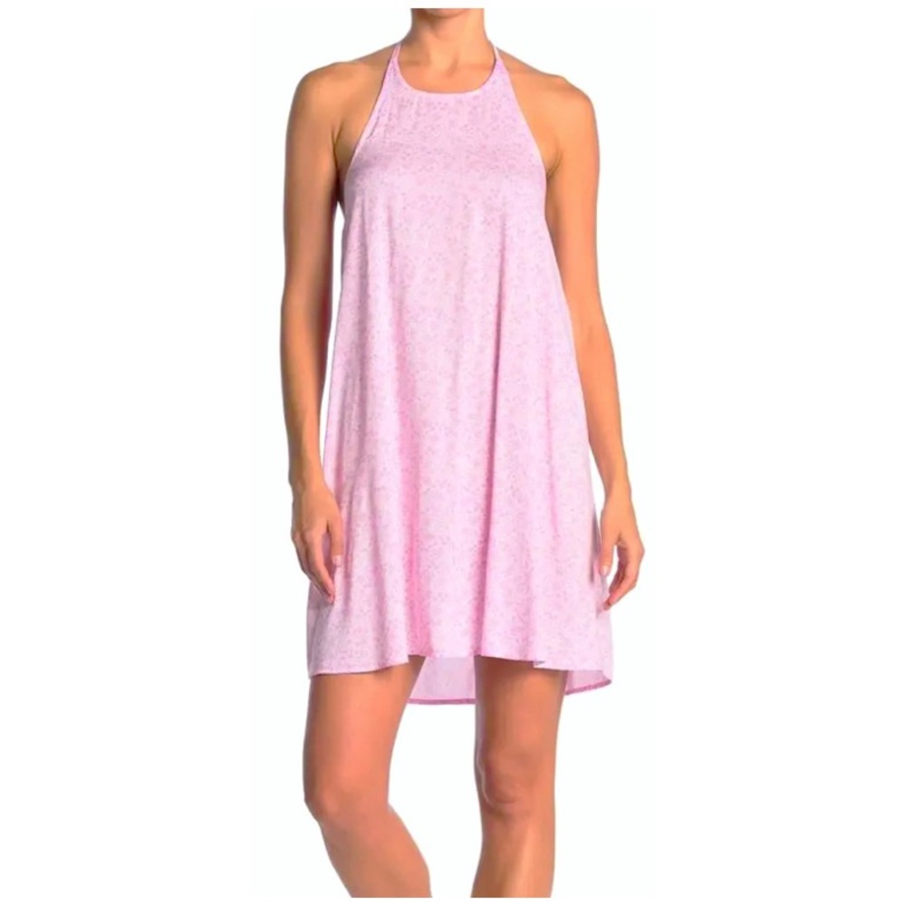NWT Abound : size XS : pink floral ‘daisy sakura’ lightweight halter mini dress